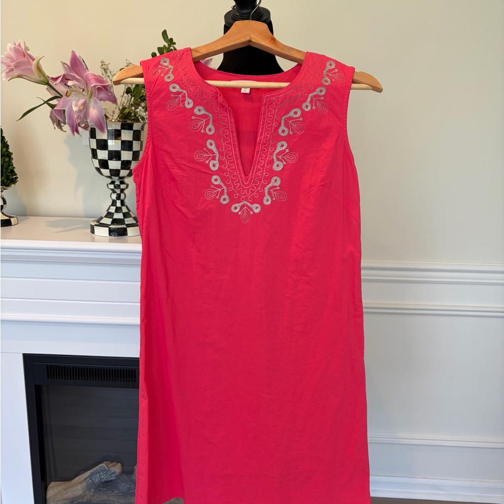 GAP Hot Pink Embroidered Sleeveless Dress